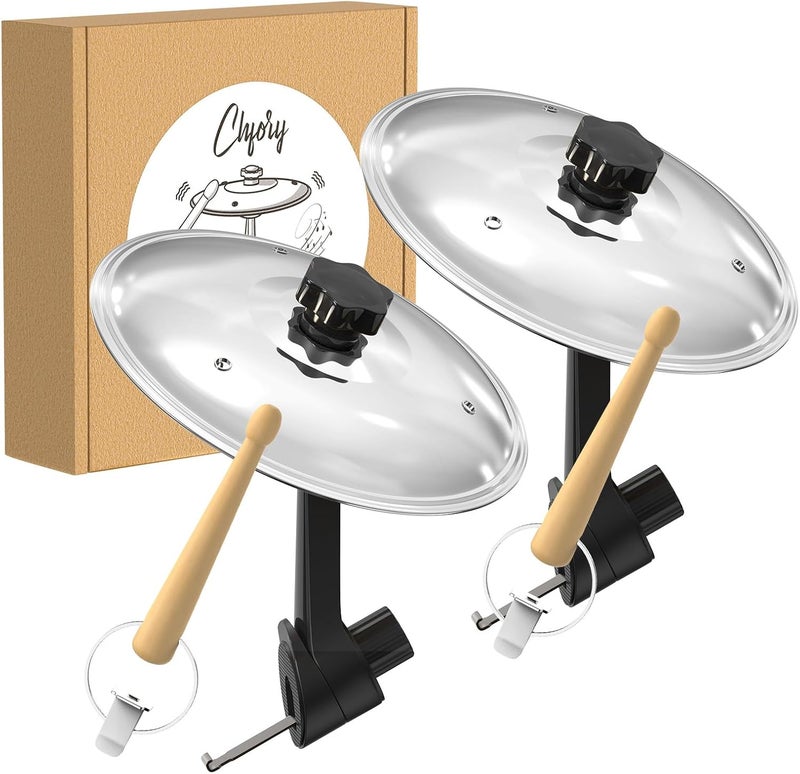 CHEFORY 2 Pack Car Cymbal Air Vent, Mini Drum Crash Cymbal Set with Mini Drum Stick, Funny Musical Instruments Gadget for Drummer Music Lovers Gift, Compact Durable Car Accessory for Most Vehicles(Silver) - Image 1